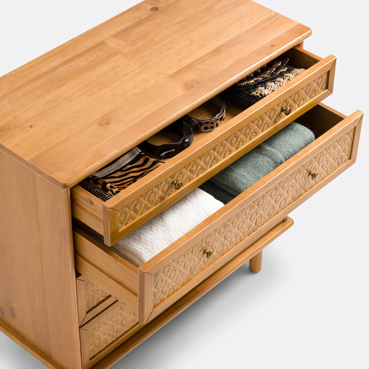 Orient Solid Pine and Cane Chest of Drawers – image 6