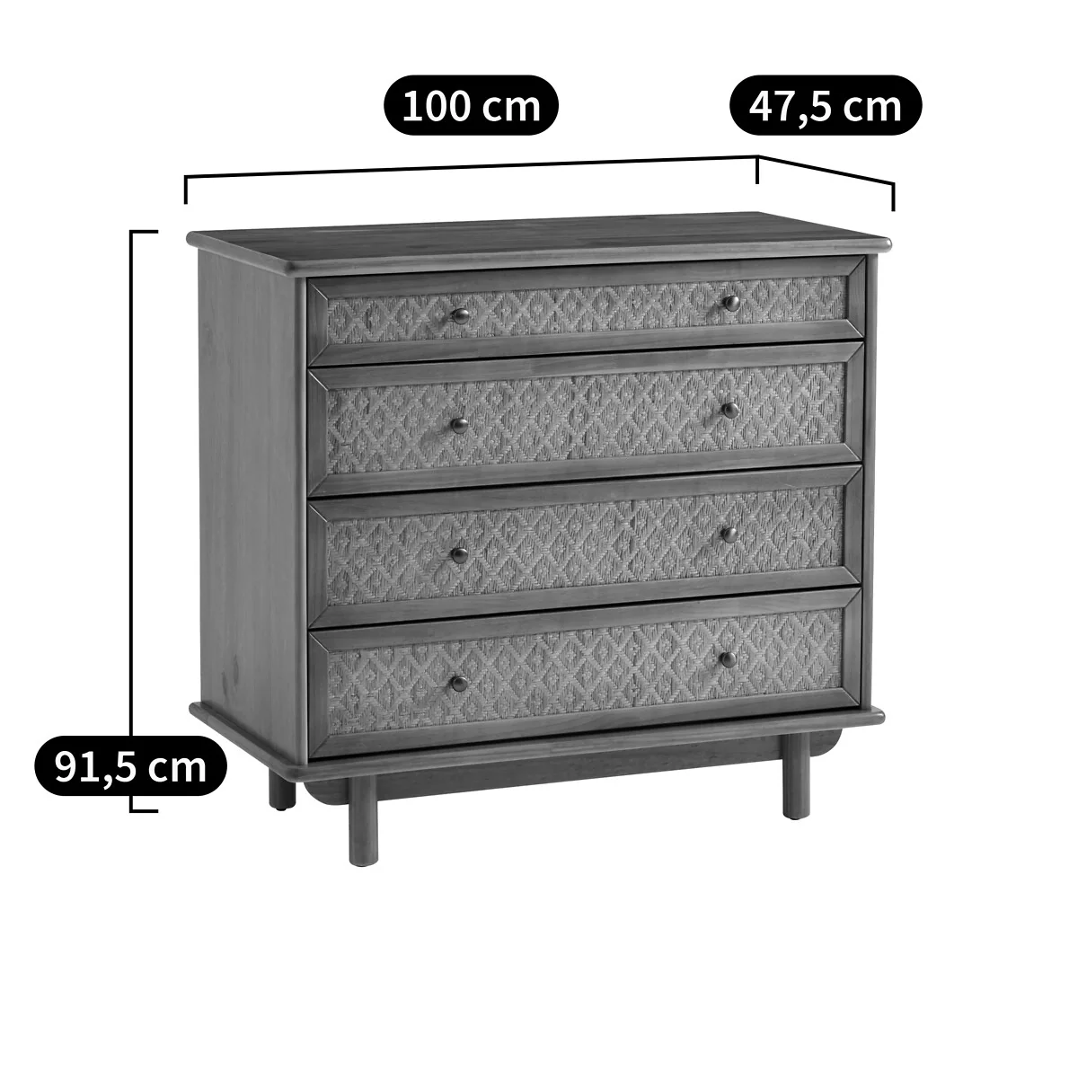 Orient Solid Pine and Cane Chest of Drawers – image 7