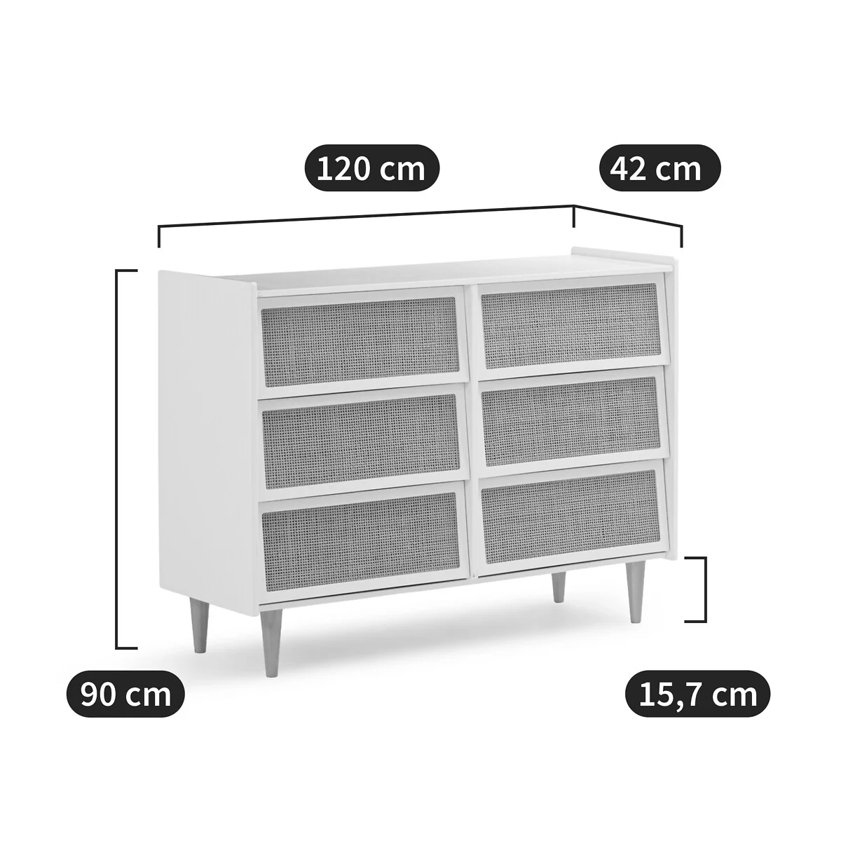 Kaya 6-Drawer Wickerwork Chest of Drawers – image 5