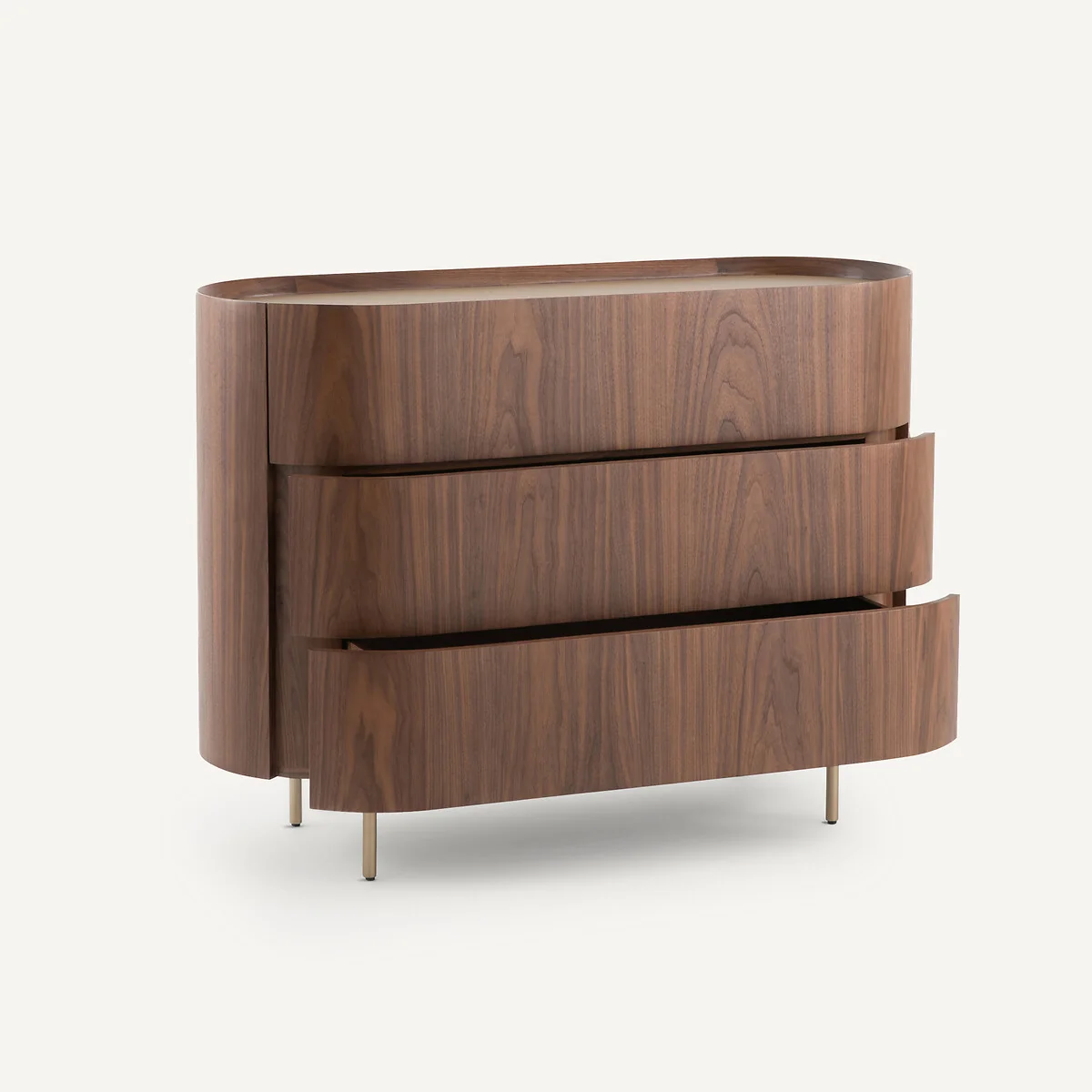 Aslen Chest of Drawers in Walnut and Leather Veneer with 3 Drawers – image 4