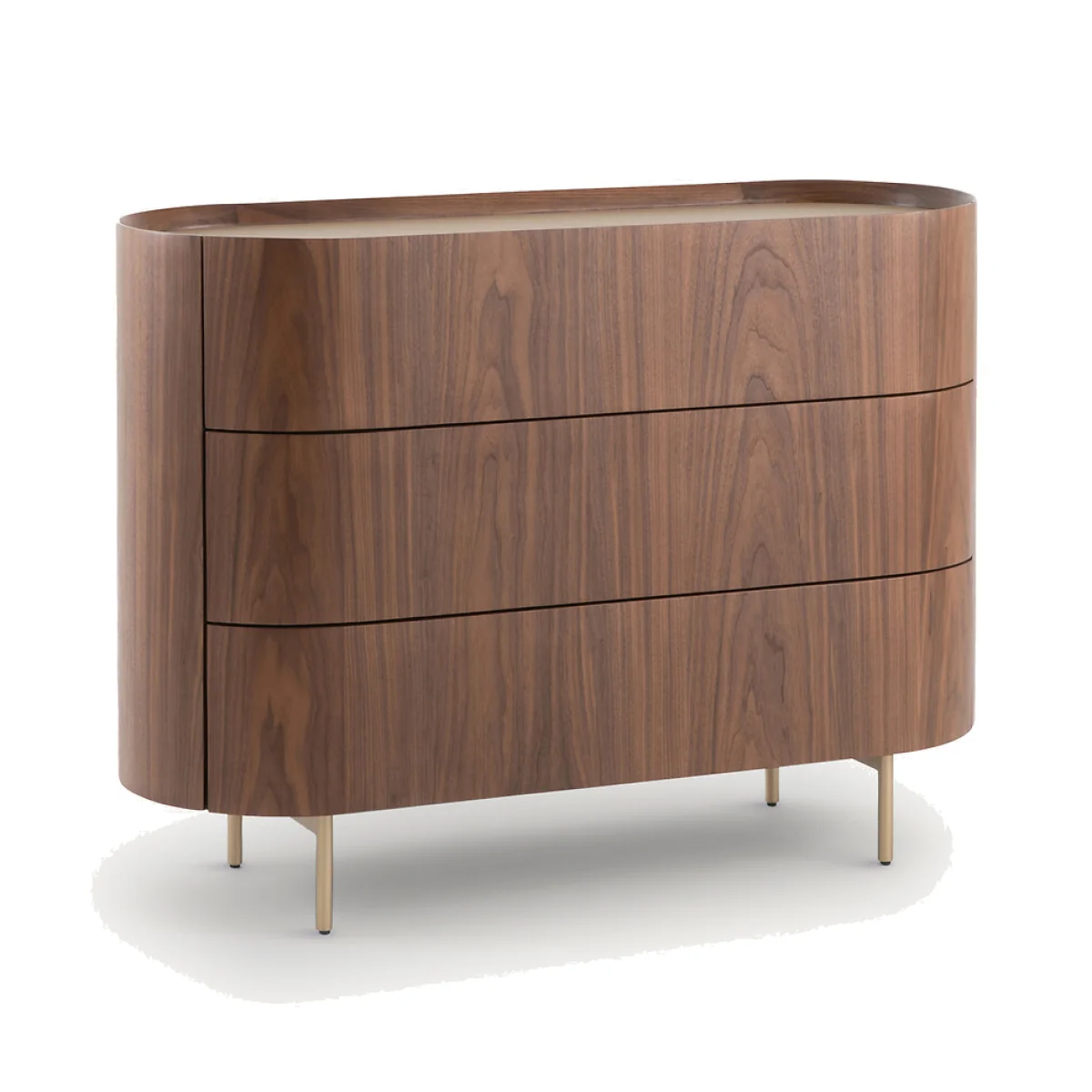 Aslen Chest of Drawers in Walnut and Leather Veneer with 3 Drawers – image 1