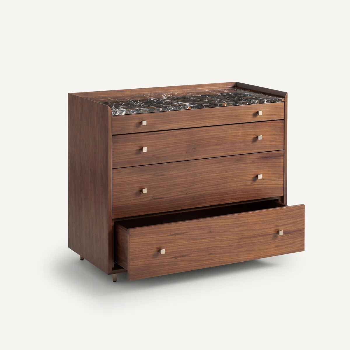 Noham 4-Drawer Chest of Drawers in Walnut Veneer and Amber Marble – image 4