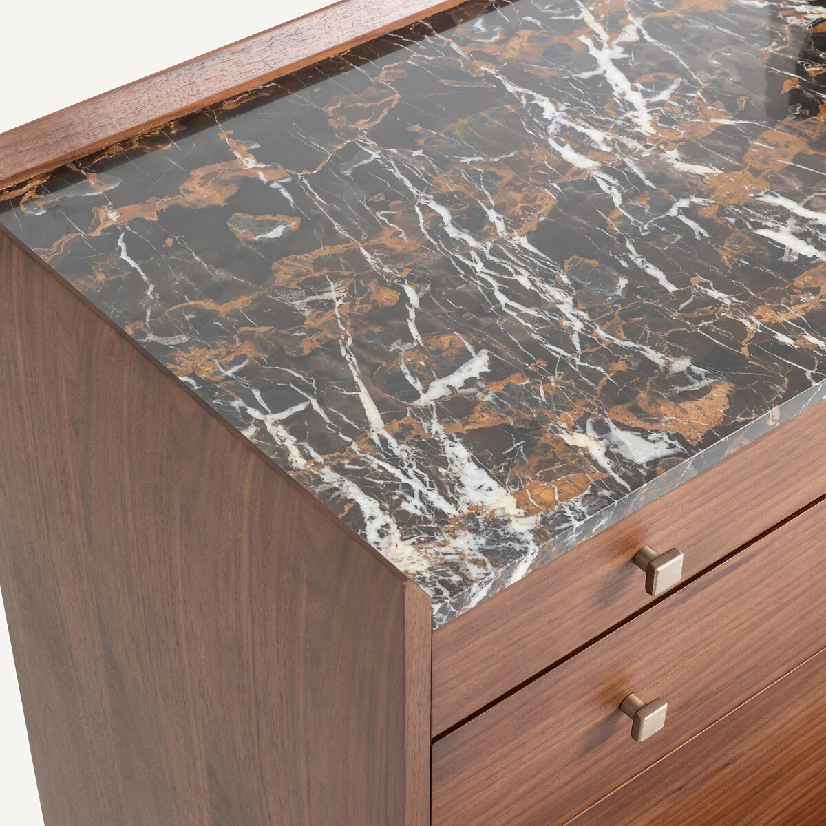 Noham 4-Drawer Chest of Drawers in Walnut Veneer and Amber Marble – image 5