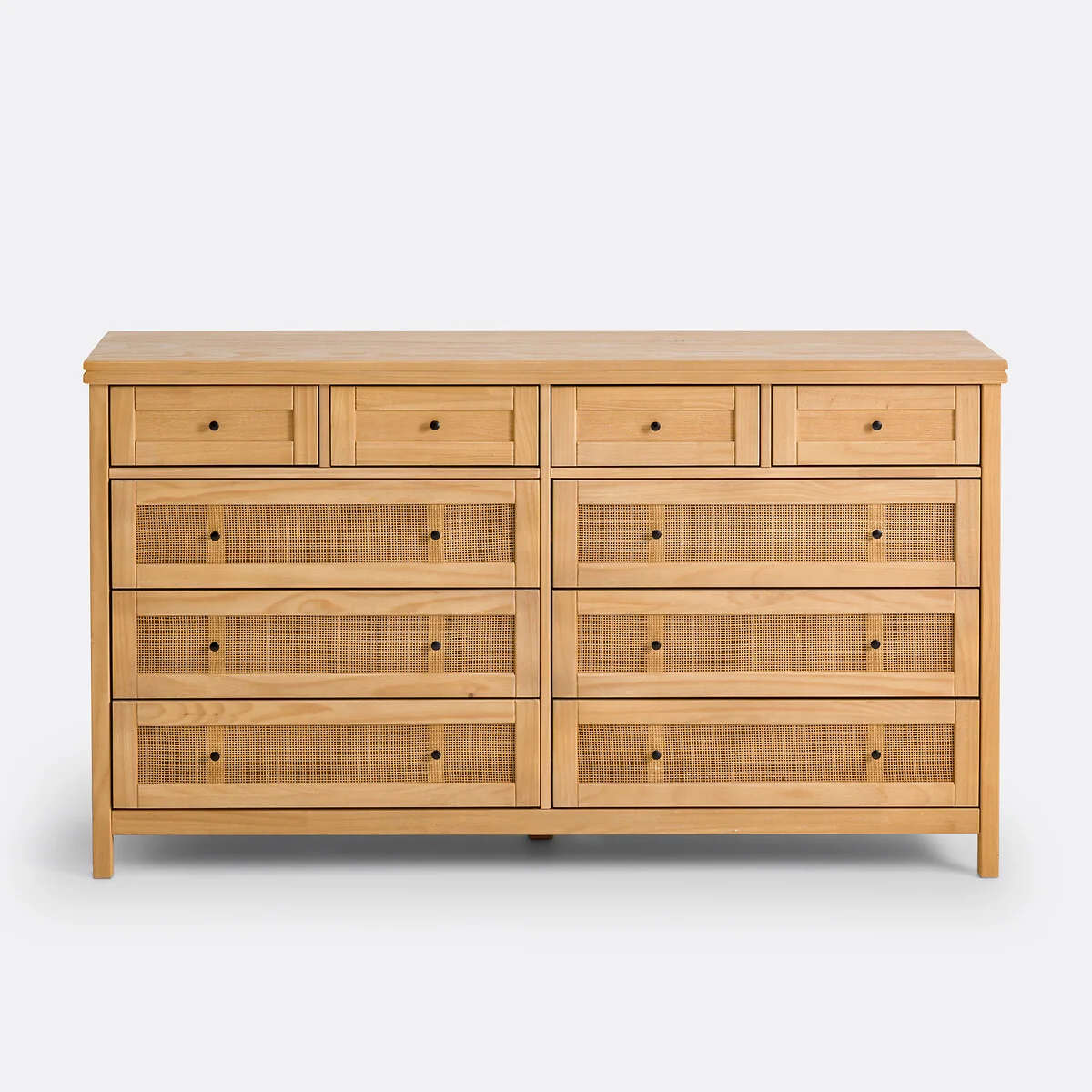 Gabin 10-Drawer Solid Pine and Cane Chest of Drawers – image 2