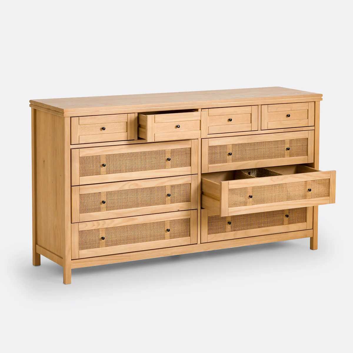 Gabin 10-Drawer Solid Pine and Cane Chest of Drawers – image 3