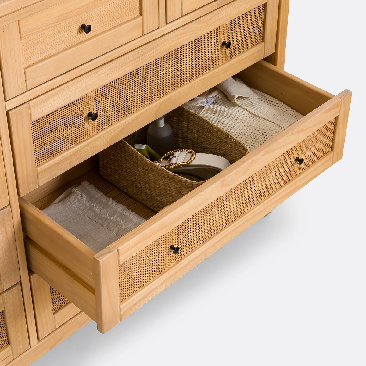 Gabin 10-Drawer Solid Pine and Cane Chest of Drawers – image 6
