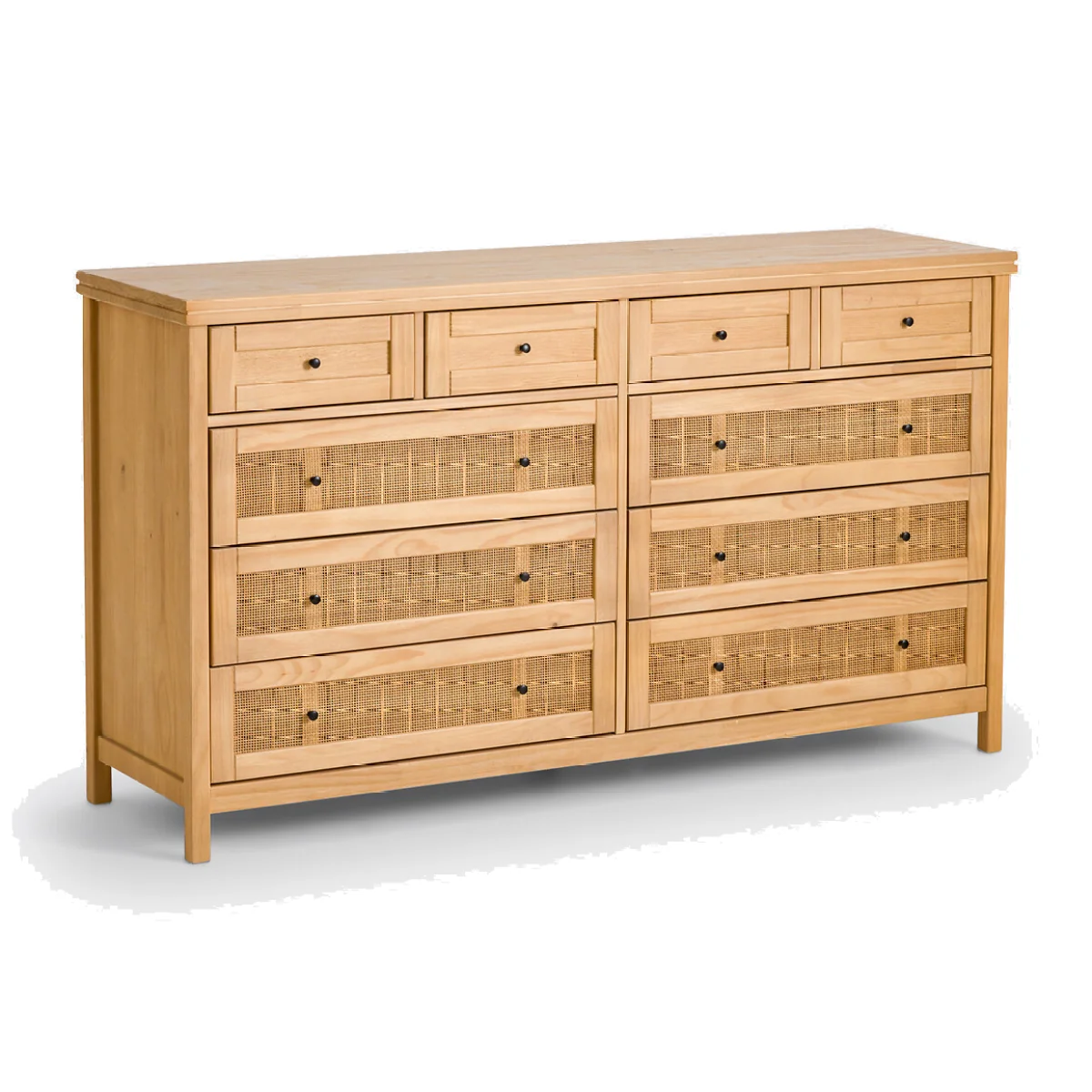 Gabin 10-Drawer Solid Pine and Cane Chest of Drawers – image 1