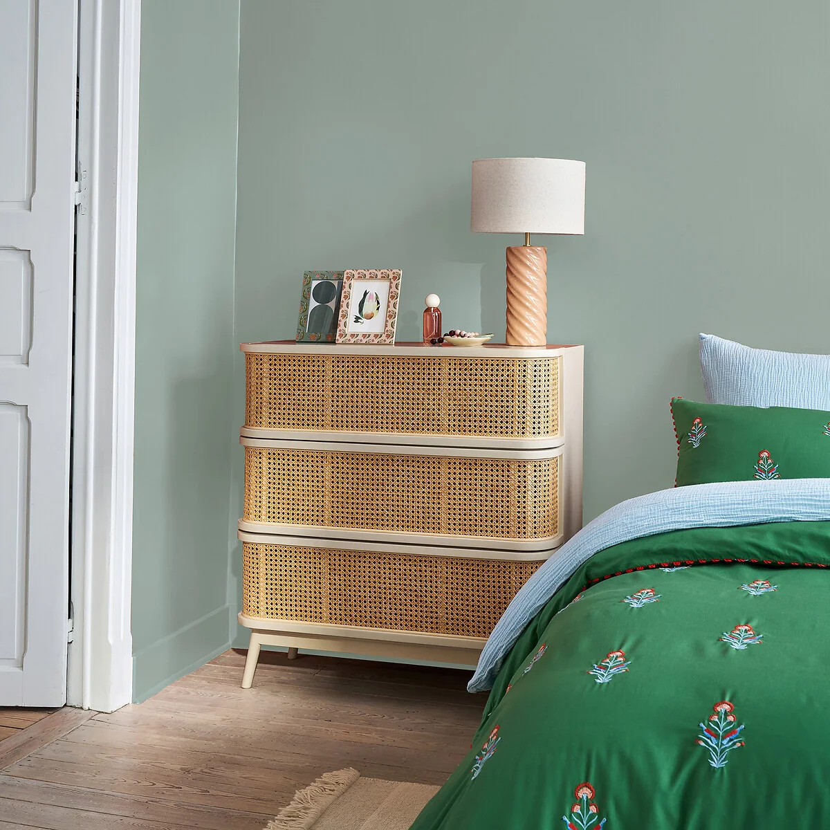 Laora Chest of Drawers with 3 Drawers with Rattan Cane – image 2