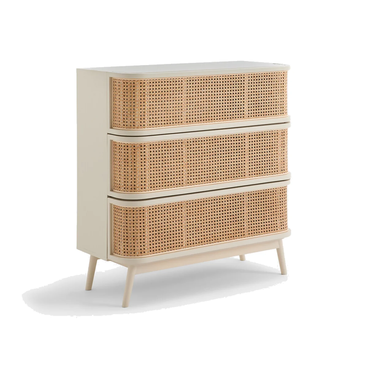 Laora Chest of Drawers with 3 Drawers with Rattan Cane – image 1