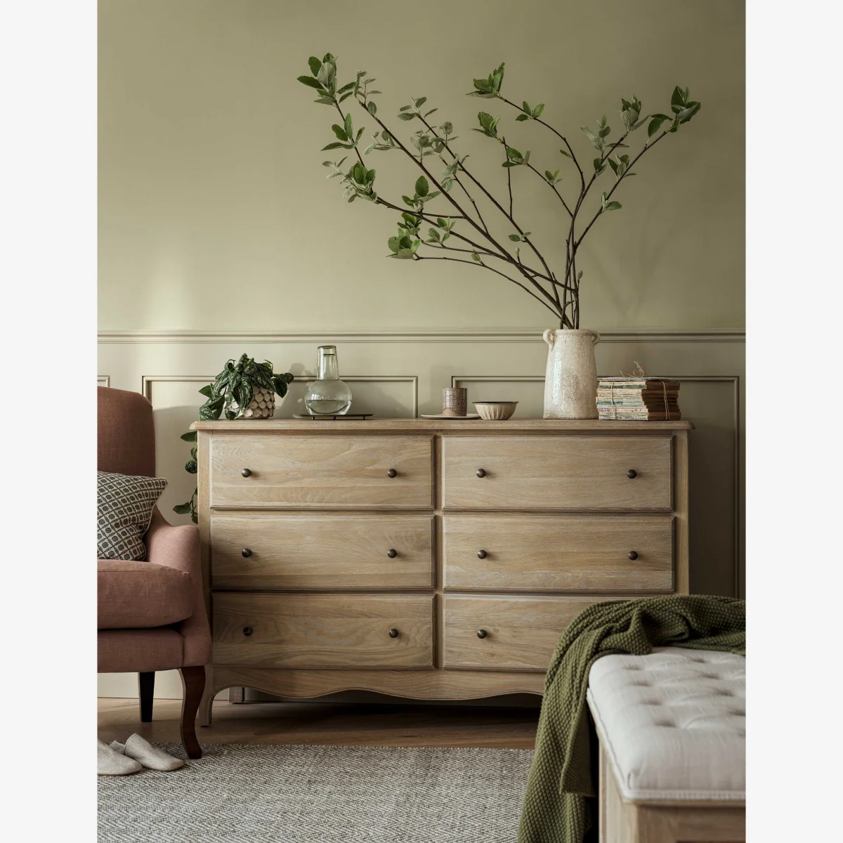 Cotswold Company Camille Wide 6 Drawer Chest Natural – image 1