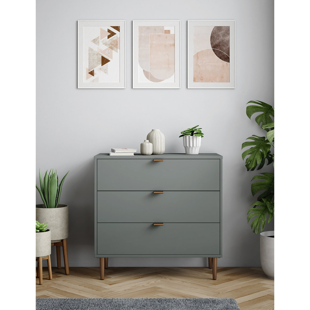 M&S Quinn 3 Drawer Chest - 1SIZE - White, White,Grey – image 5