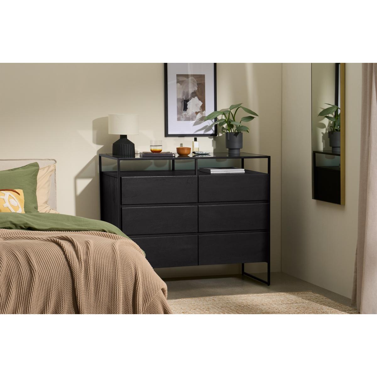 Kilby Wide Chest of Drawers, Black Stain Mango Wood – image 4