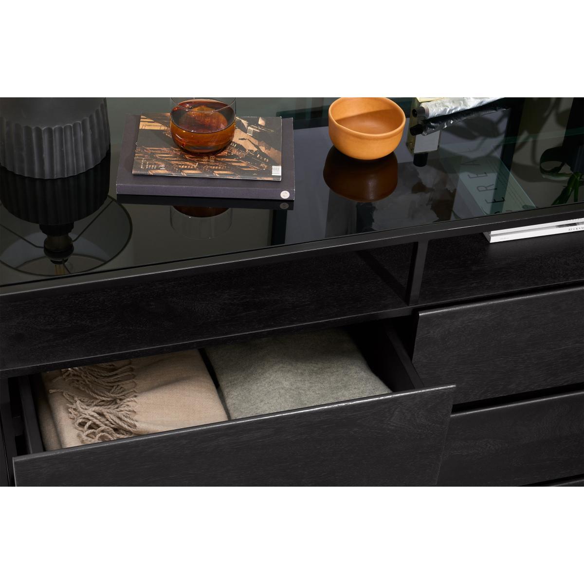 Kilby Wide Chest of Drawers, Black Stain Mango Wood – image 5