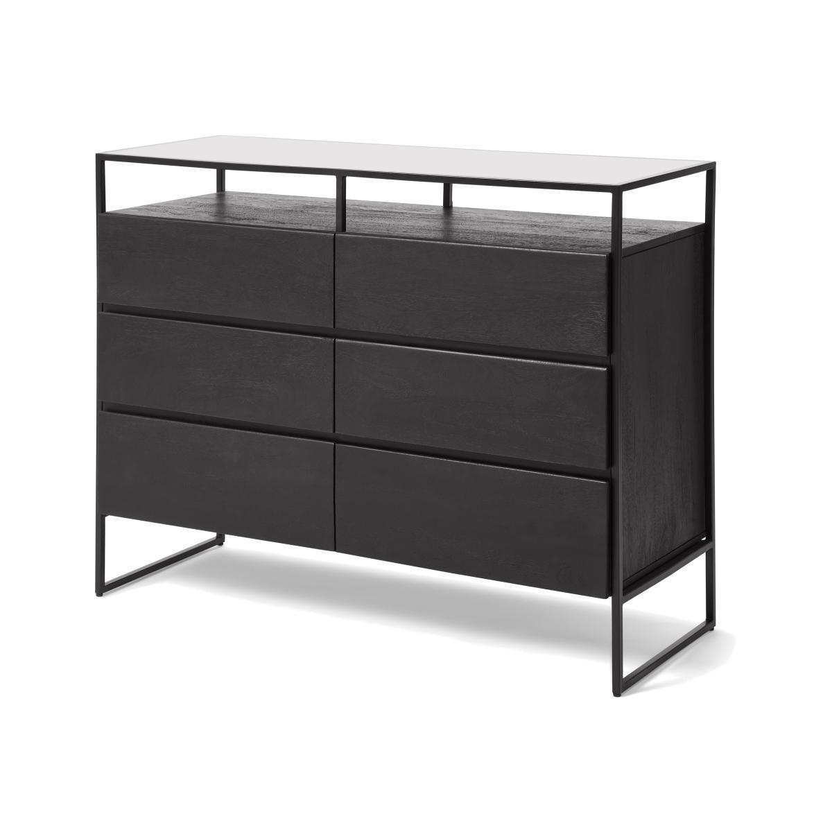 Kilby Wide Chest of Drawers, Black Stain Mango Wood – image 1