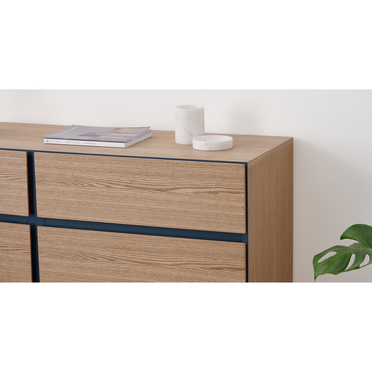 Xander Wide Chest of Drawers, Ash & Navy Blue – image 7