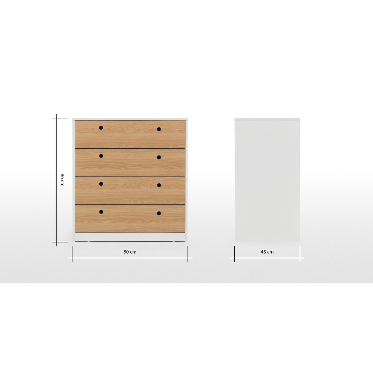 MADE Essentials Tyas Chest of Drawers, White and Oak Effect – image 5
