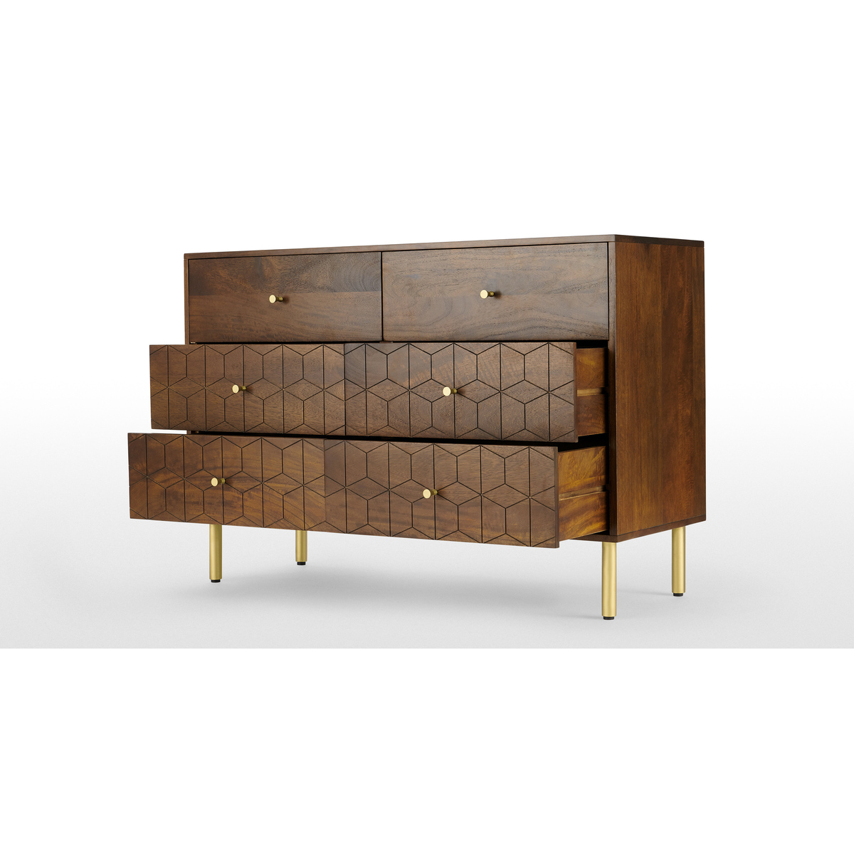 Hedra Wide Chest of Drawers, Mango wood and Brass – image 5