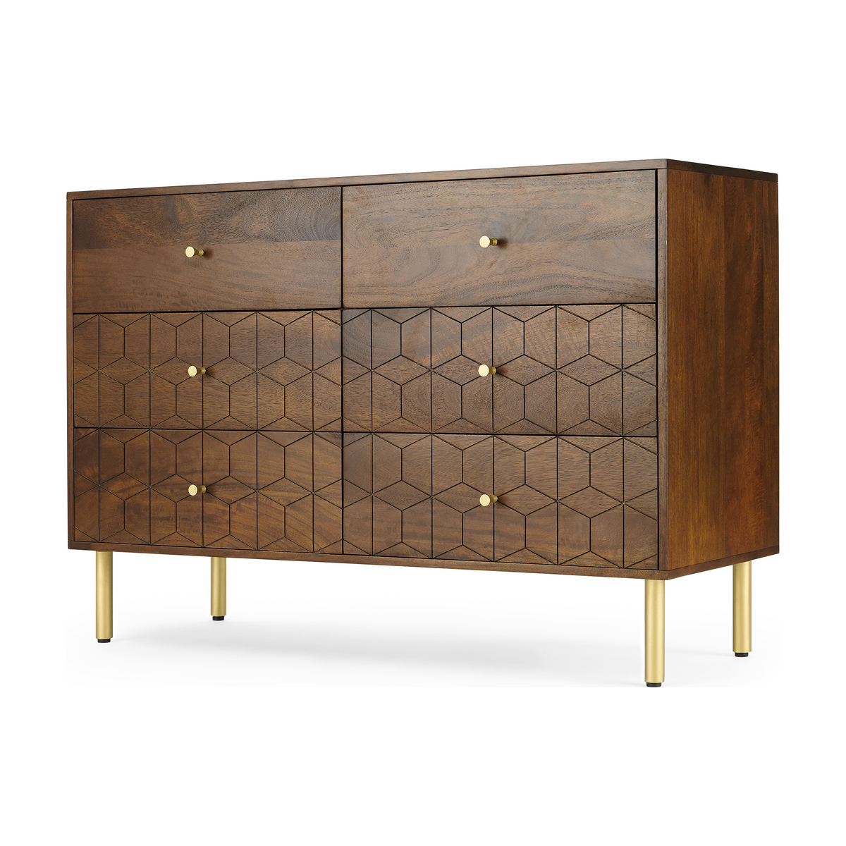 Hedra Wide Chest of Drawers, Mango wood and Brass – image 2