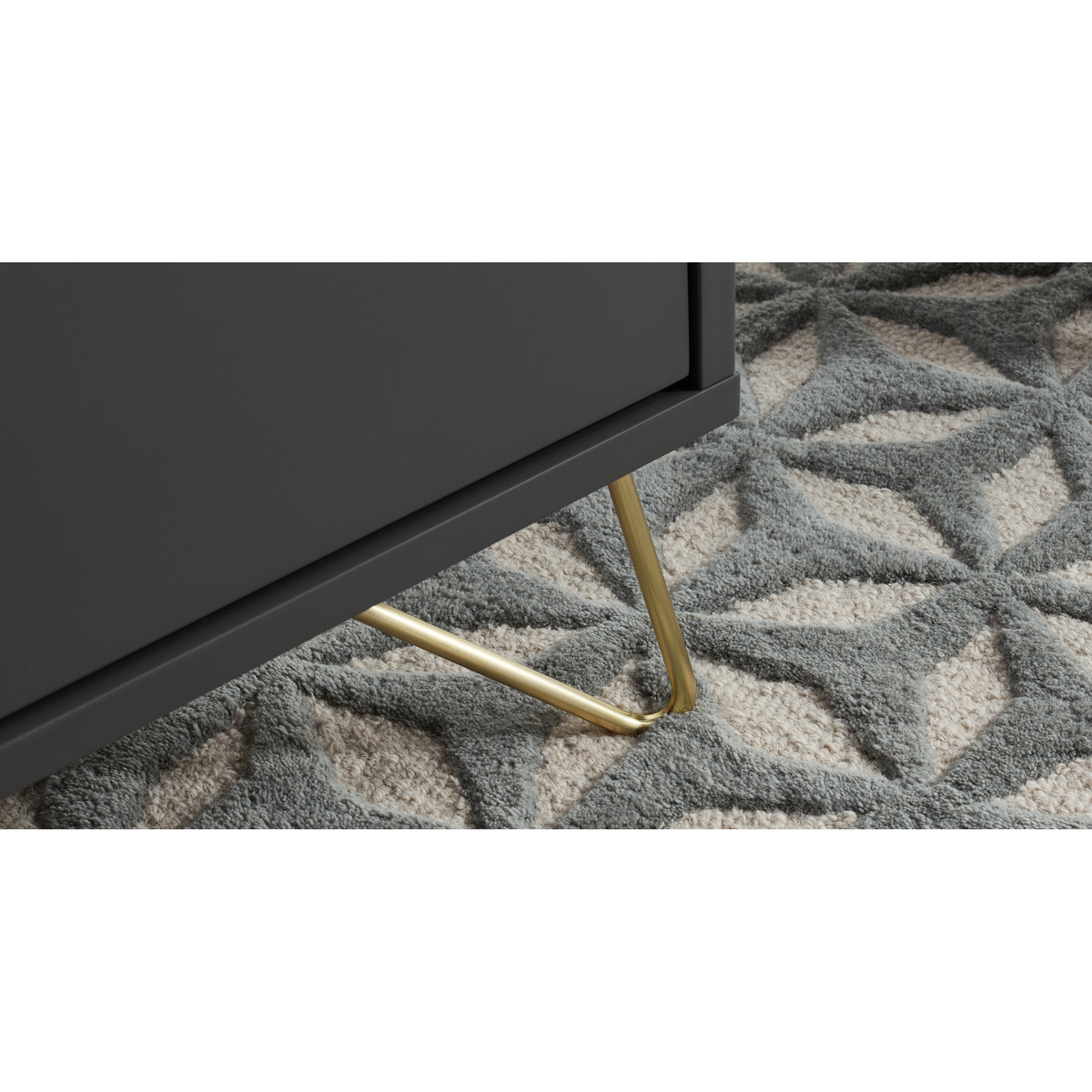 Elona Vanity Chest Of Drawers, Charcoal and Brass – image 5