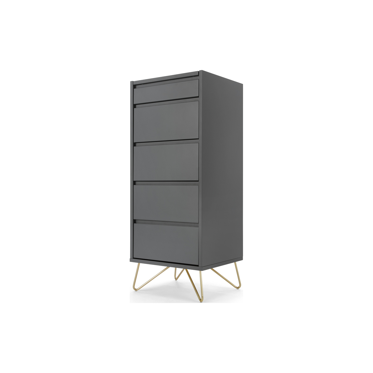 Elona Vanity Chest Of Drawers, Charcoal and Brass – image 2