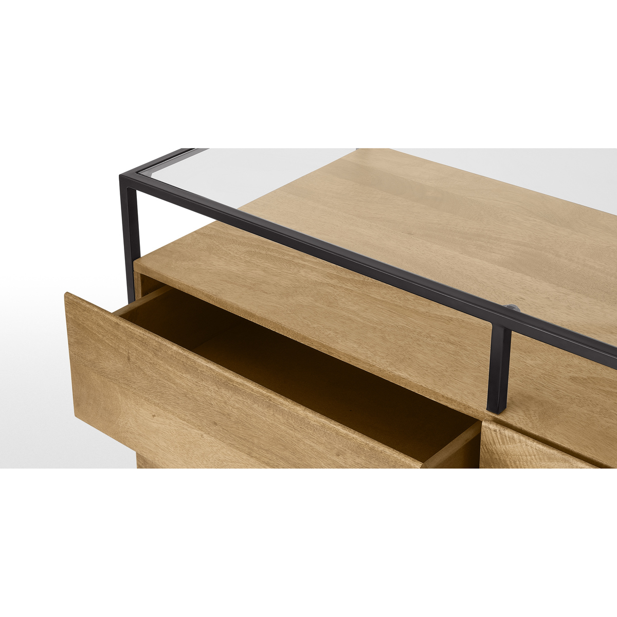 Kilby Wide Chest of Drawers, Light Mango Wood & Black – image 3
