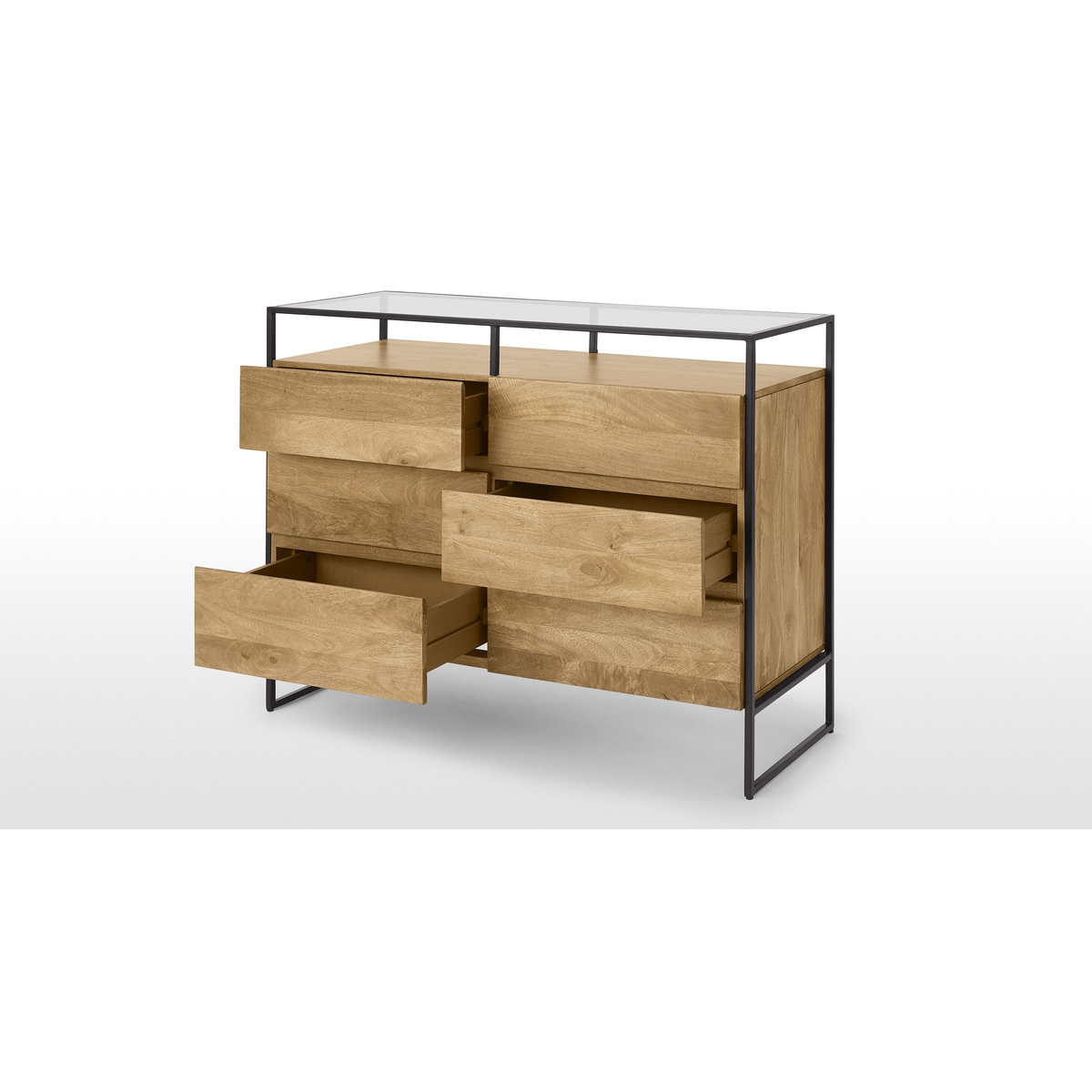 Kilby Wide Chest of Drawers, Light Mango Wood & Black – image 4