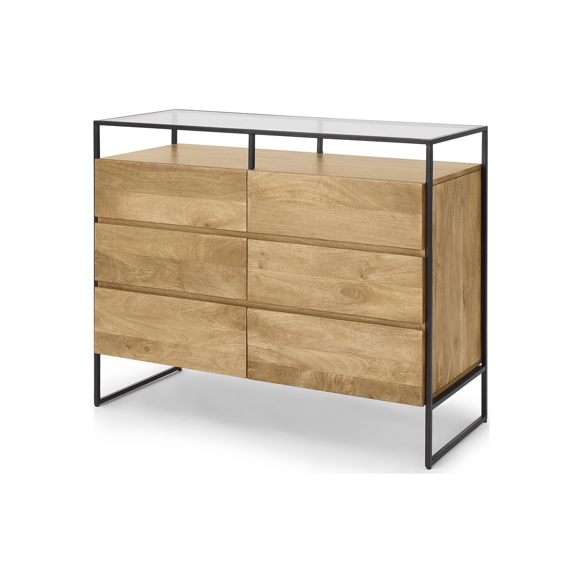 Kilby Wide Chest of Drawers, Light Mango Wood & Black – image 2
