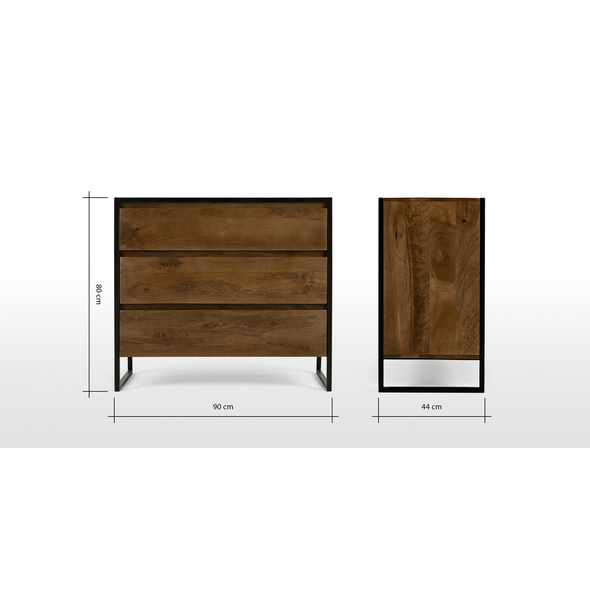 Rena Chest of Drawers, Mango Wood and Black Metal – image 8