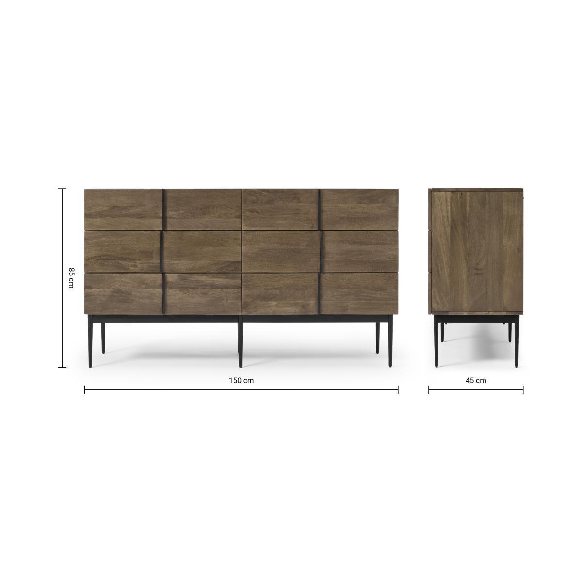 Rakara Wide Chest of Drawers, Warm Chestnut Mango Wood – image 8