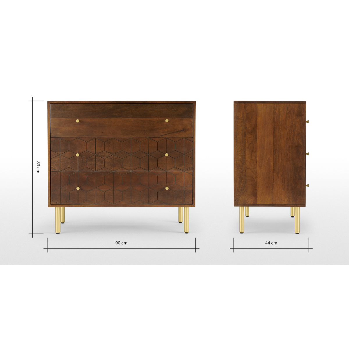 Hedra Chest of Drawers, Mango Wood & Brass – image 8
