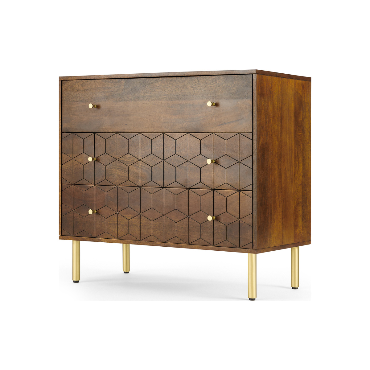 Hedra Chest of Drawers, Mango Wood & Brass – image 2