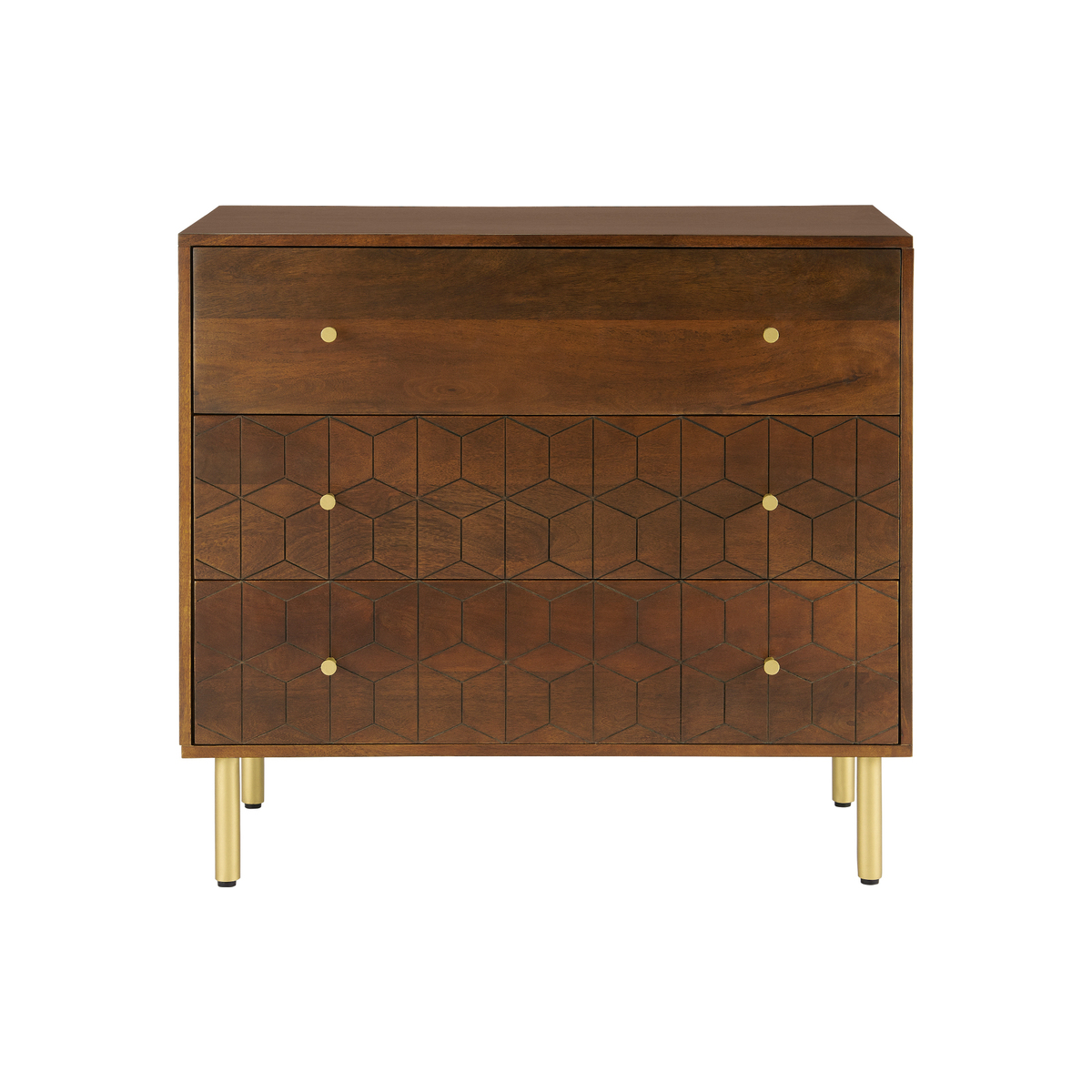 Hedra Chest of Drawers, Mango Wood & Brass – image 1