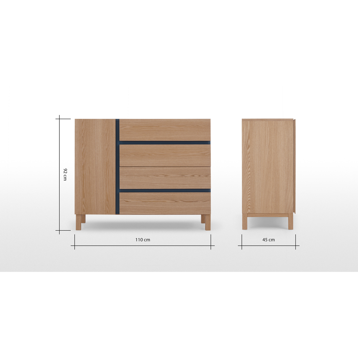 Xander Chest of Drawers, Ash & Navy Blue – image 3