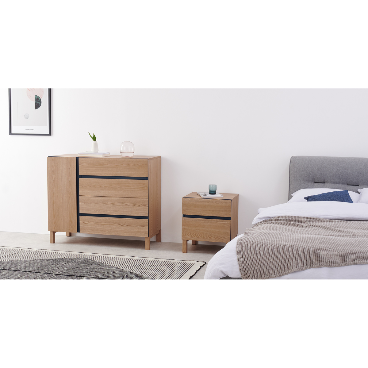 Xander Chest of Drawers, Ash & Navy Blue – image 4