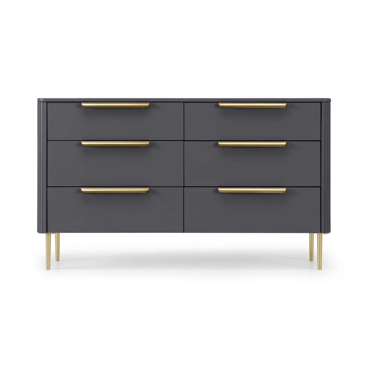 Ebro Wide Chest of Drawers, Dusk Grey & Brass – image 2