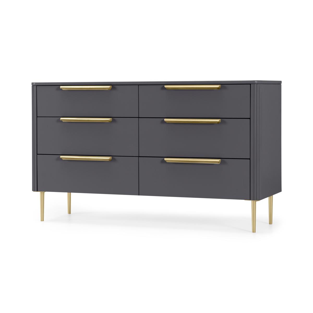 Ebro Wide Chest of Drawers, Dusk Grey & Brass – image 3