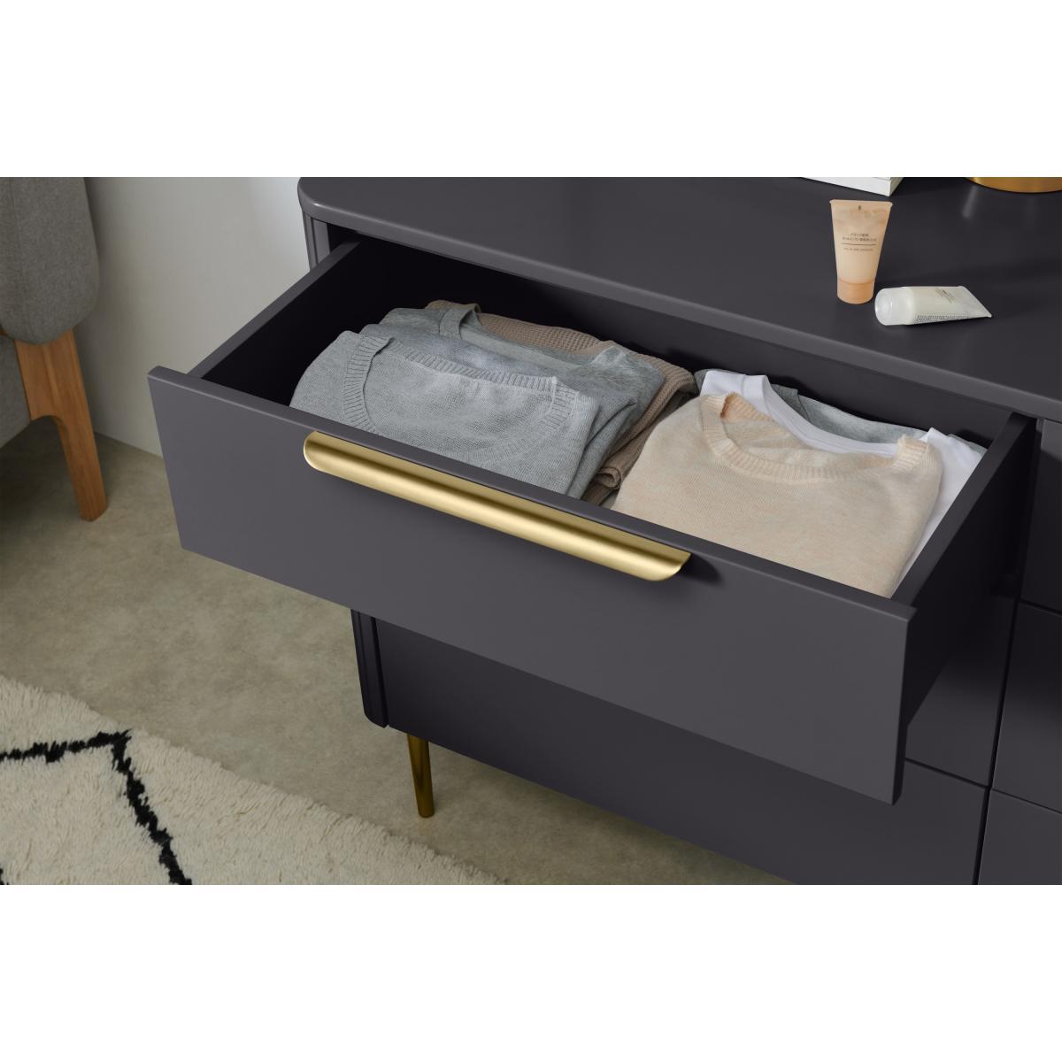 Ebro Wide Chest of Drawers, Dusk Grey & Brass – image 5
