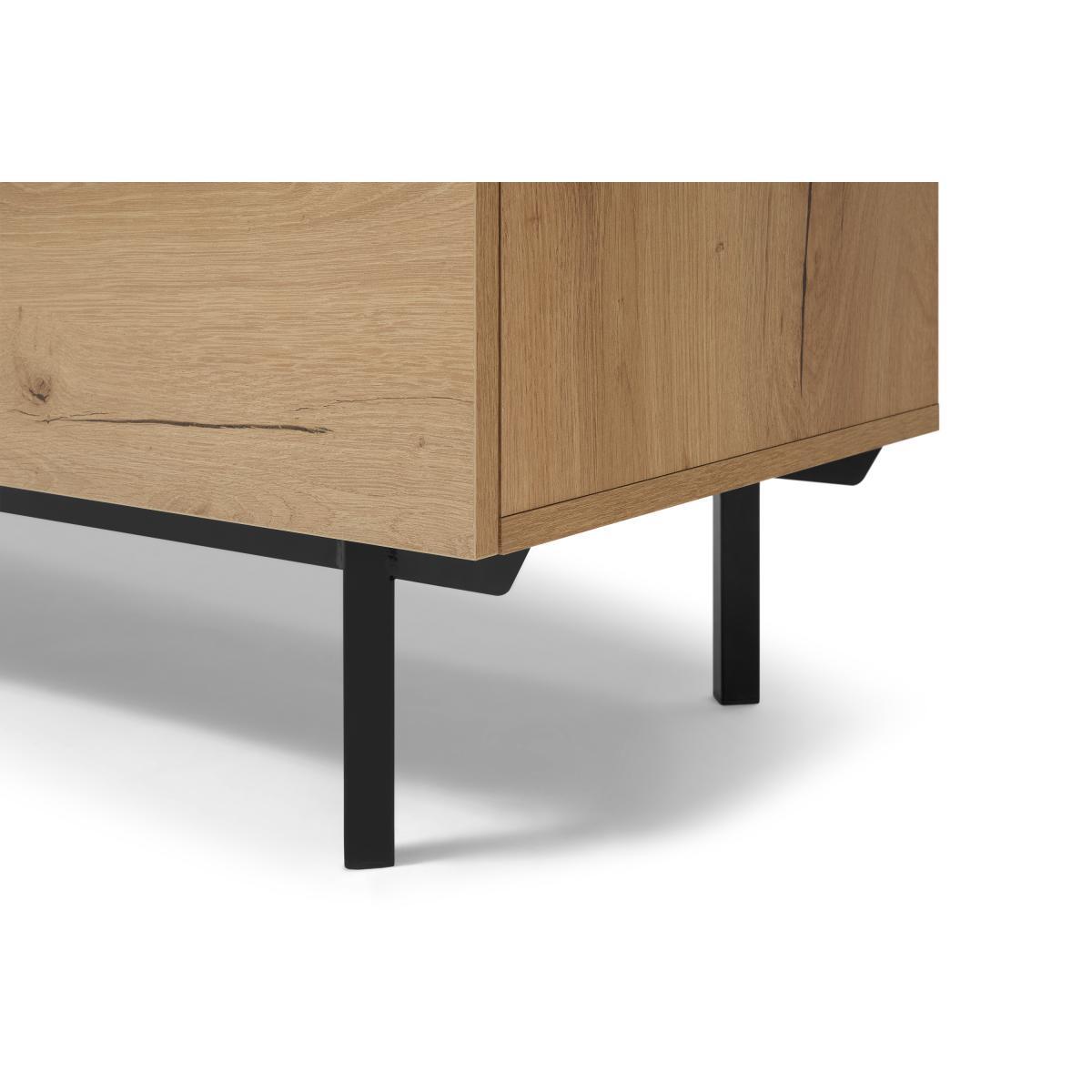 Damien Wide Chest of Drawers, Distressed Oak Effect & Black – image 7