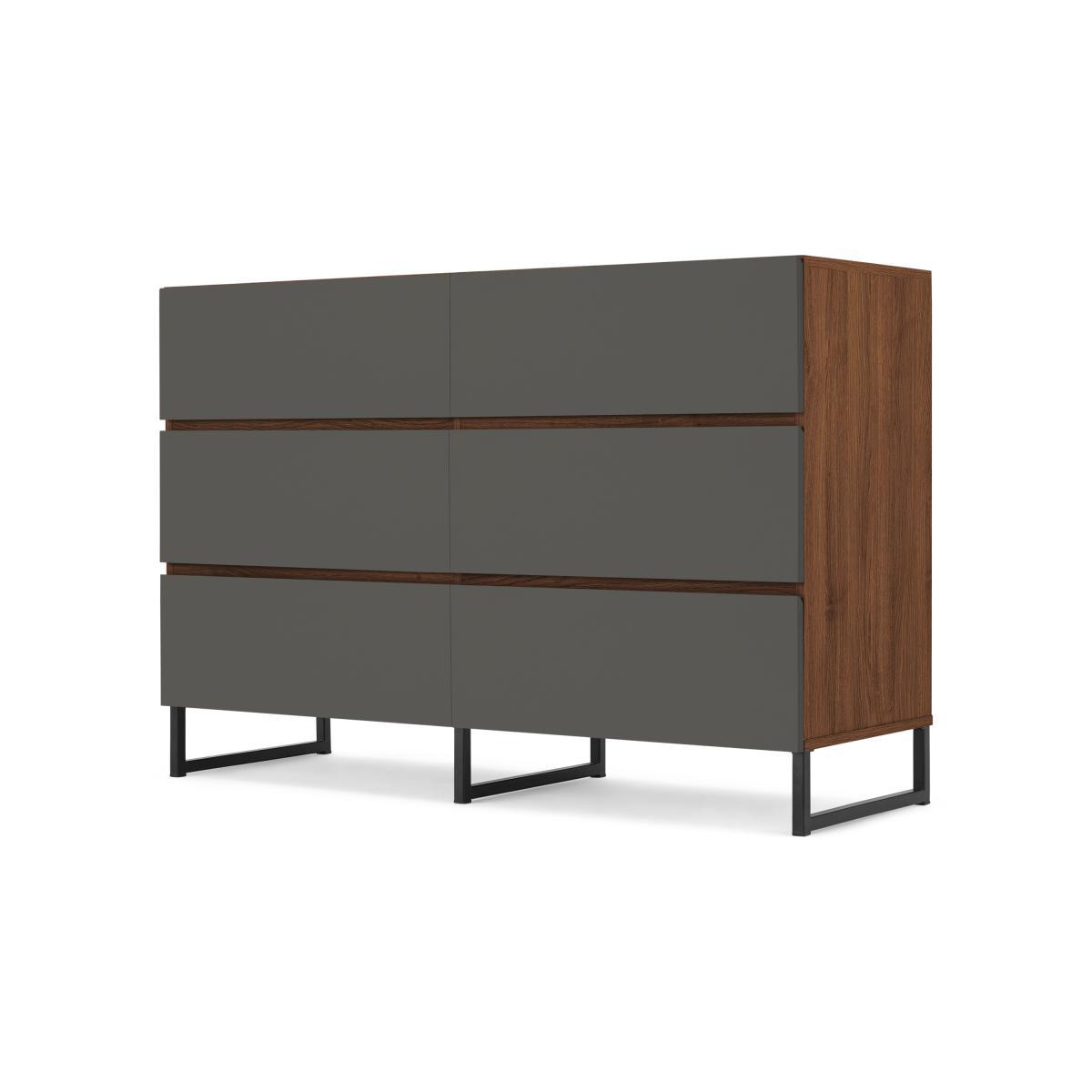 Hopkins Wide Chest of Drawers, Grey and Walnut Effect – image 3