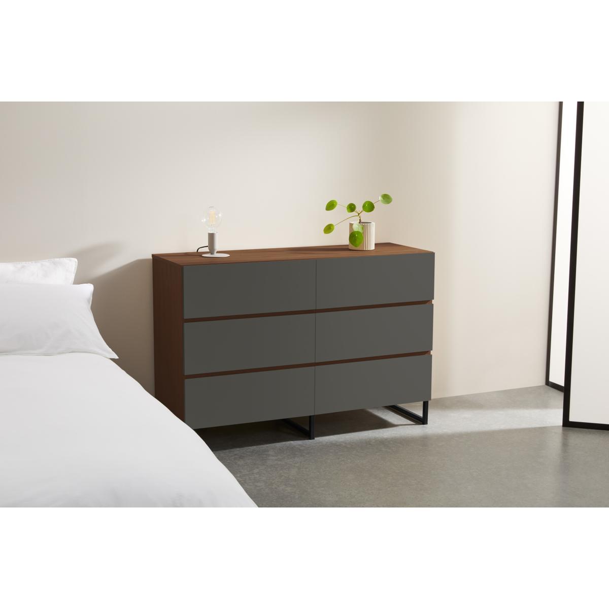 Hopkins Wide Chest of Drawers, Grey and Walnut Effect – image 4