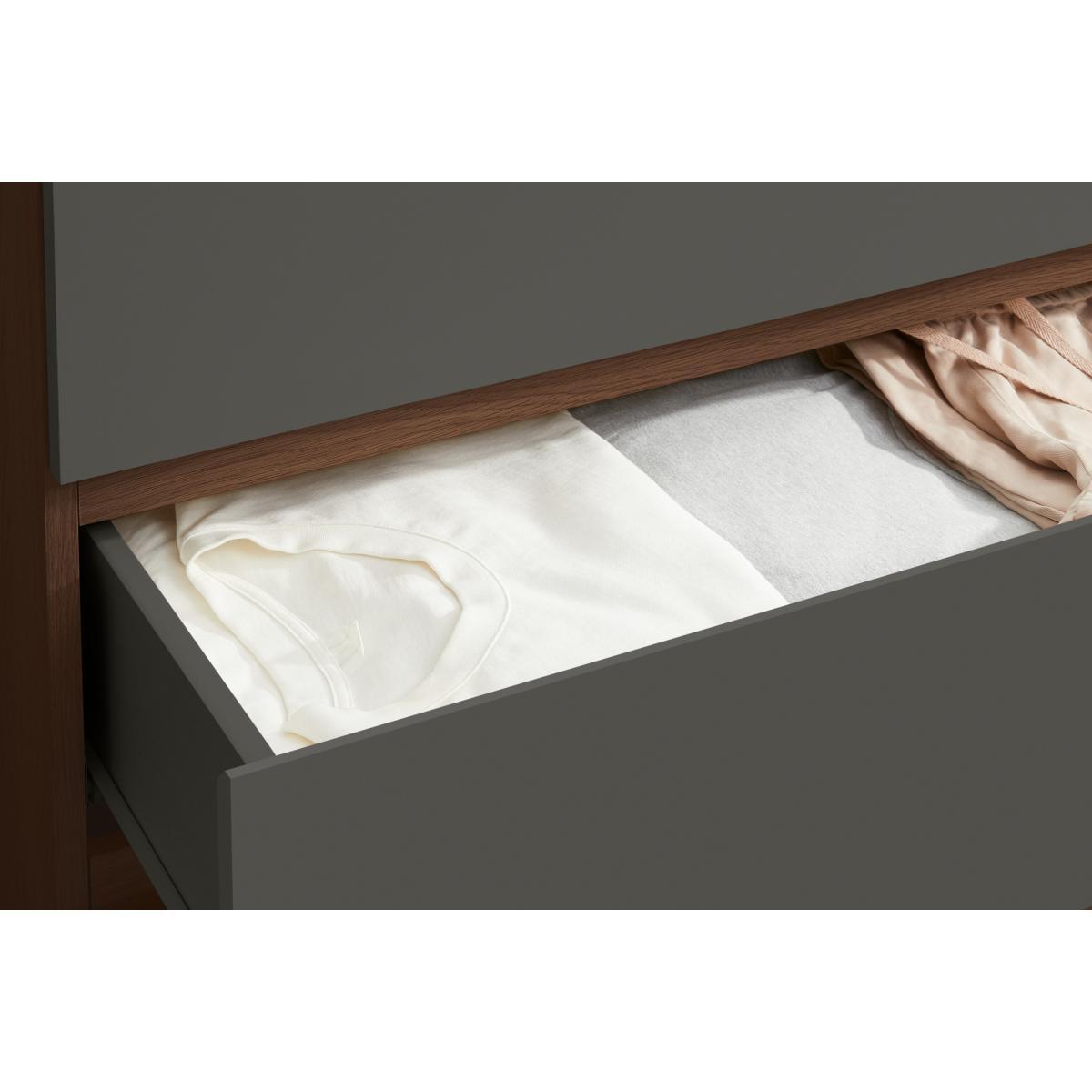 Hopkins Wide Chest of Drawers, Grey and Walnut Effect – image 5