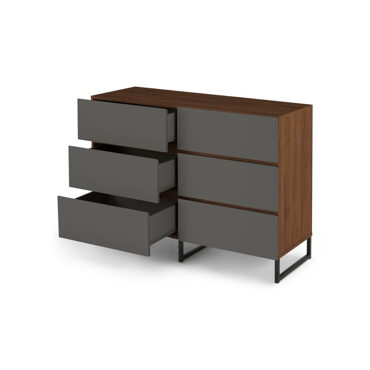 Hopkins Wide Chest of Drawers, Grey and Walnut Effect – image 6