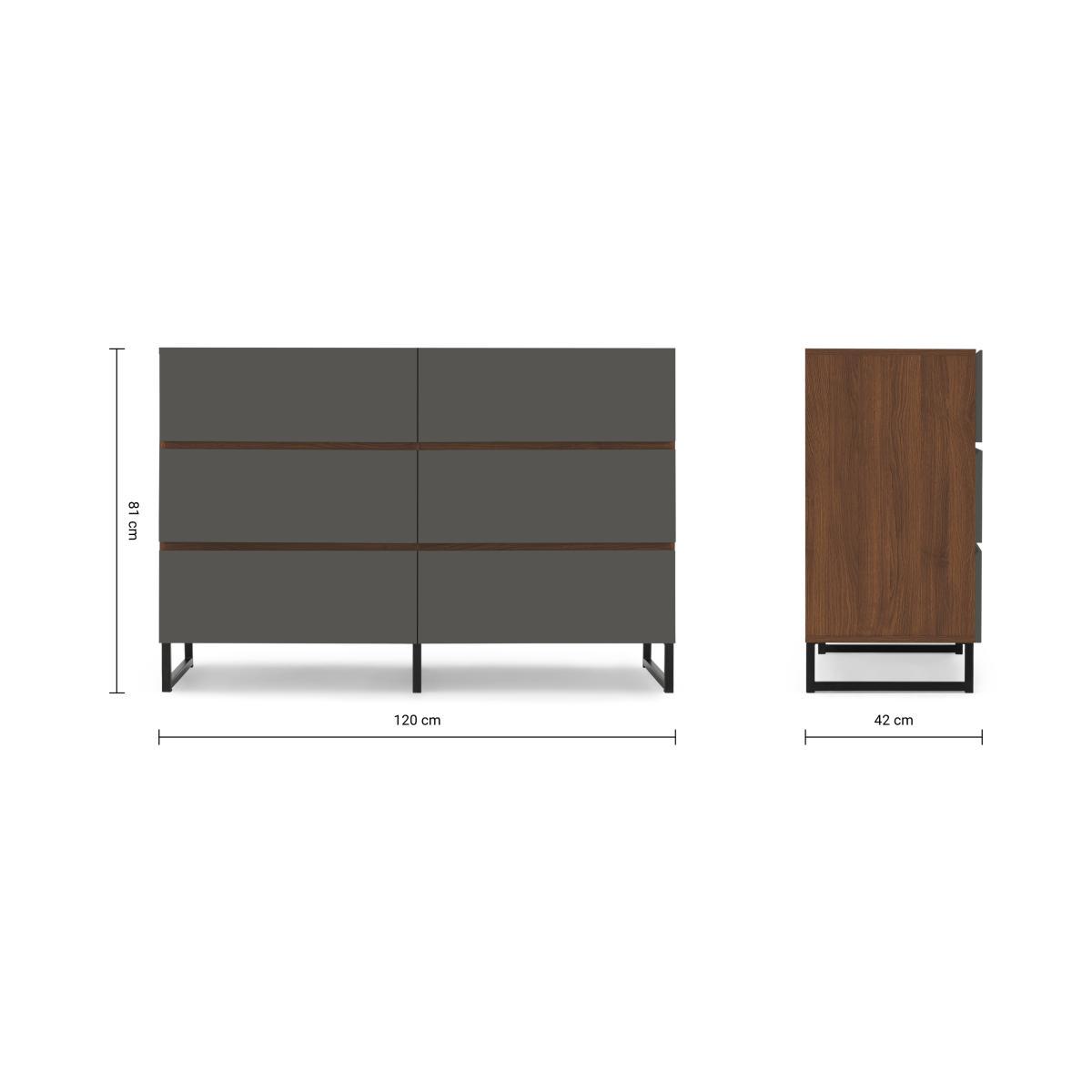Hopkins Wide Chest of Drawers, Grey and Walnut Effect – image 9