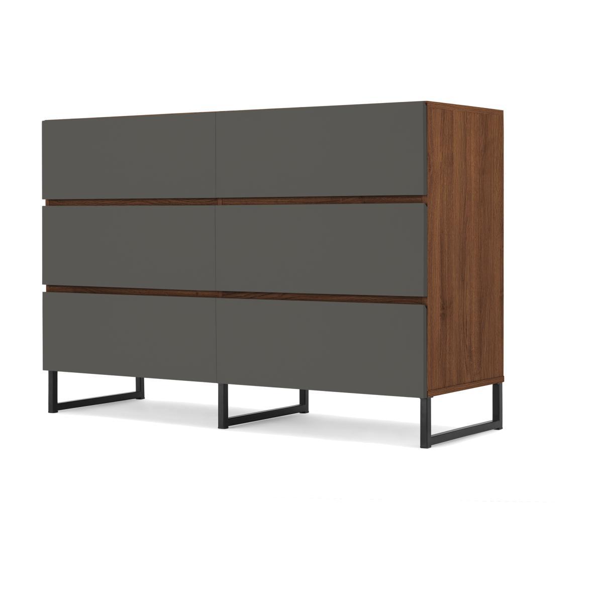 Hopkins Wide Chest of Drawers, Grey and Walnut Effect – image 1