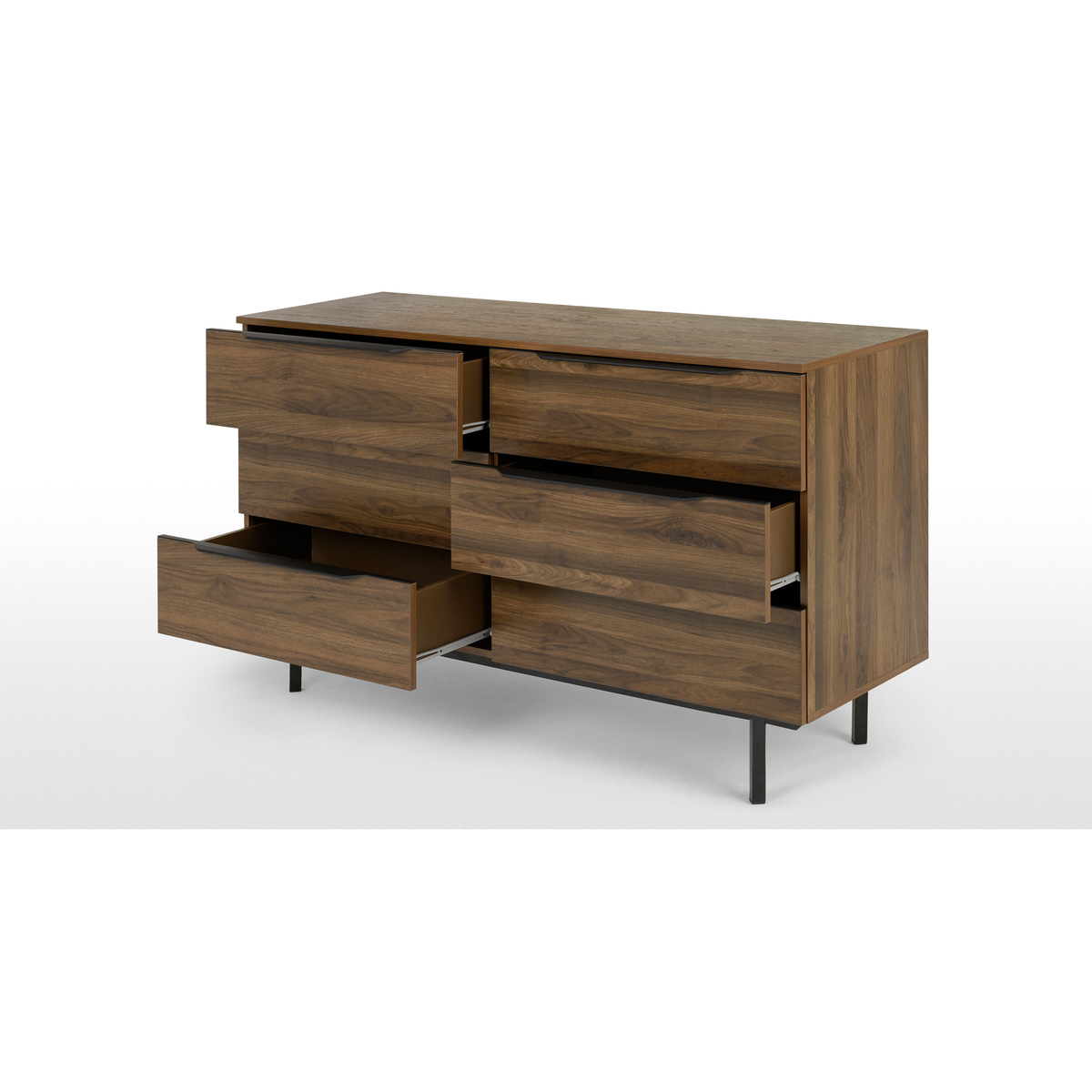 Damien Wide Chest of Drawers, Walnut & Black – image 5