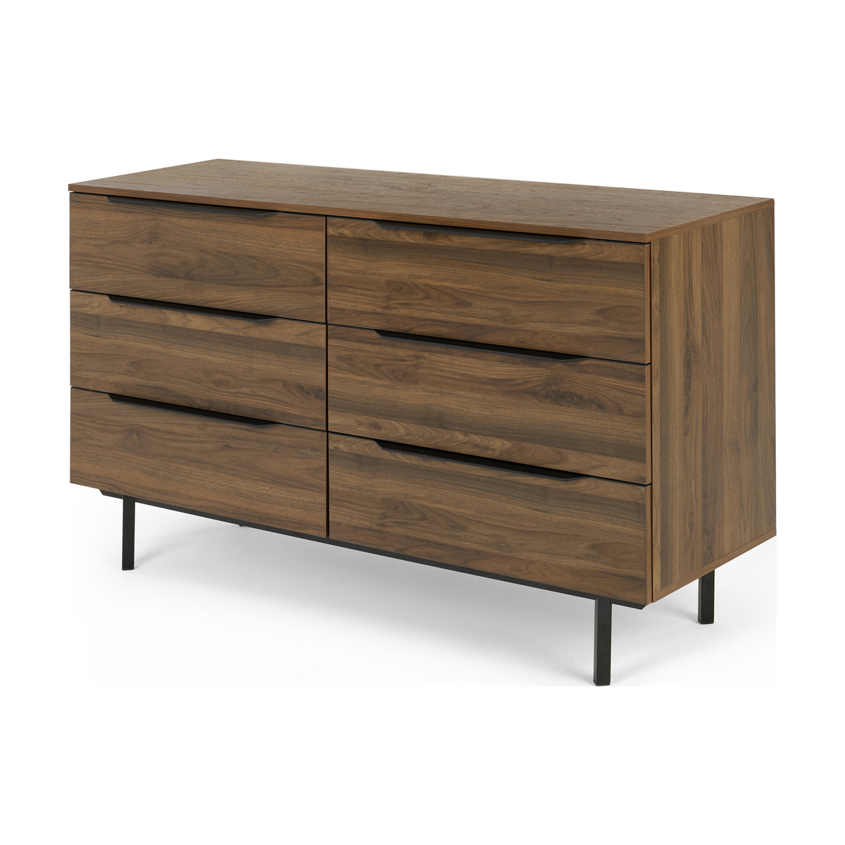Damien Wide Chest of Drawers, Walnut & Black – image 2