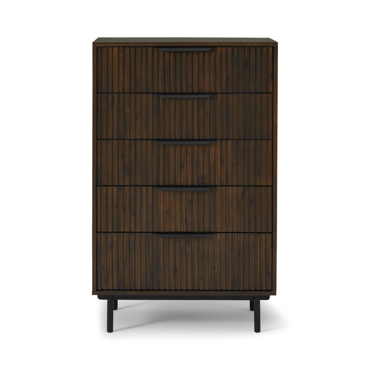 Anwick Tall Multi Chest of Drawers, Dark Stain Acacia & Black – image 2