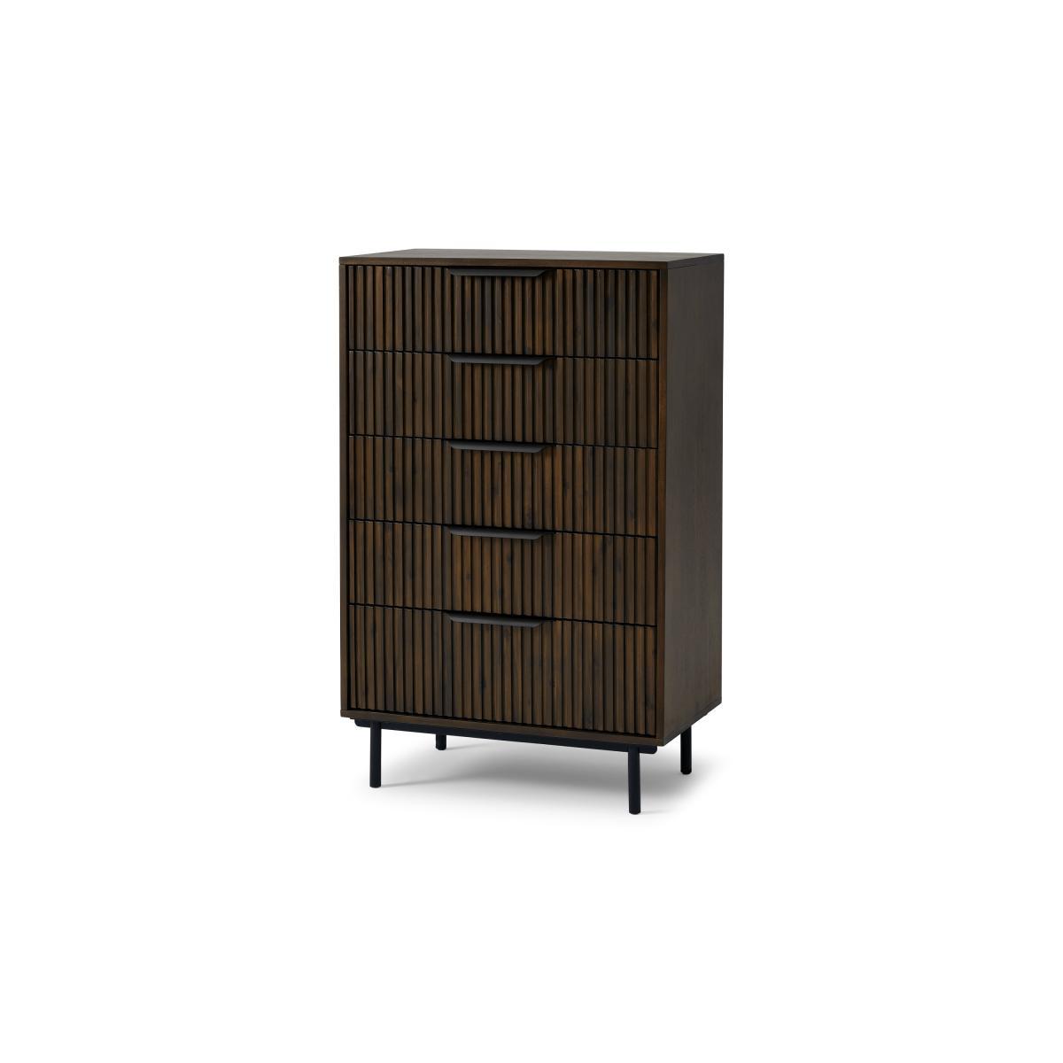 Anwick Tall Multi Chest of Drawers, Dark Stain Acacia & Black – image 3