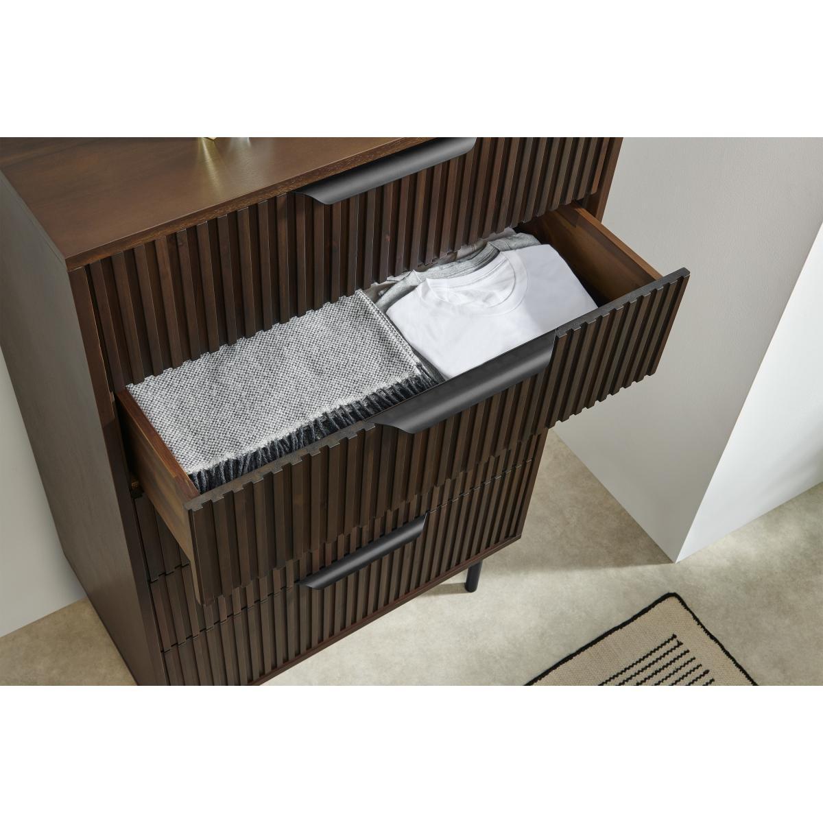 Anwick Tall Multi Chest of Drawers, Dark Stain Acacia & Black – image 5