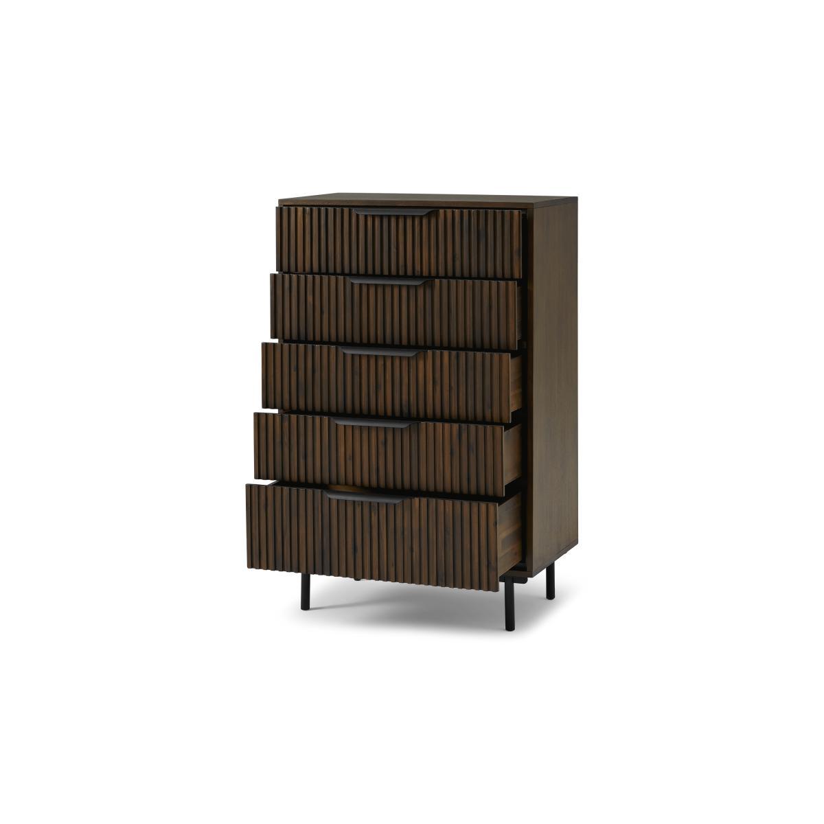 Anwick Tall Multi Chest of Drawers, Dark Stain Acacia & Black – image 6